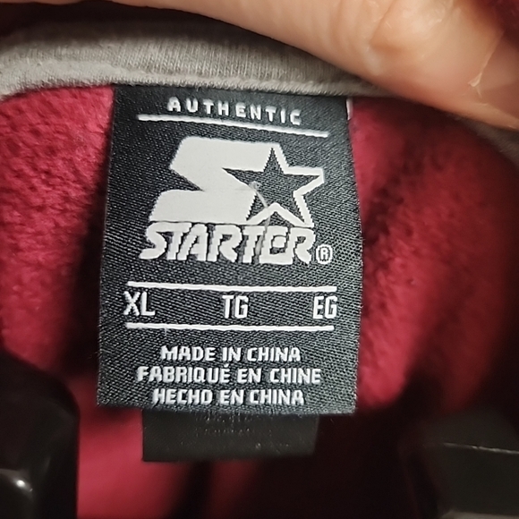 VINTAGE Starter Sweatshirt Mens Extra Large Red Maroon Pullover Hoody - Picture 5 of 7